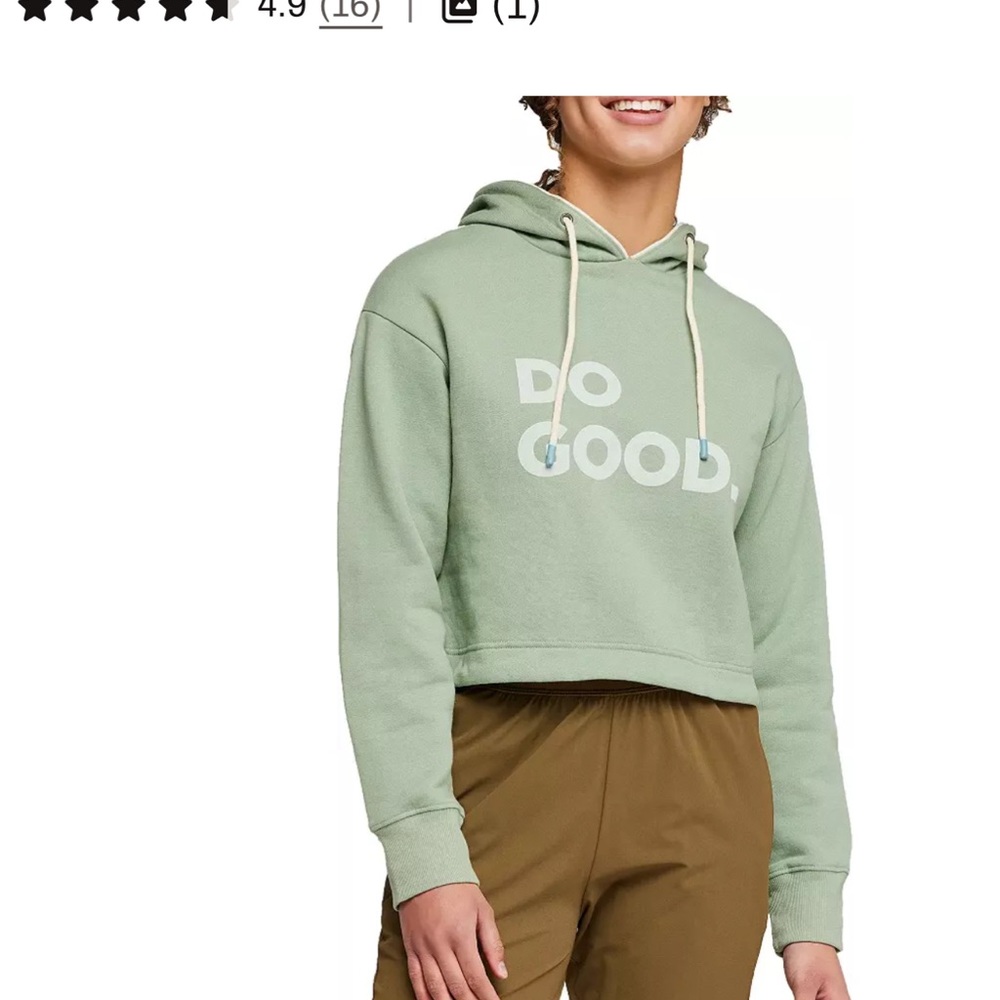 cotopaxi Sage Green "DO GOOD." Cropped Hoodie Sweater